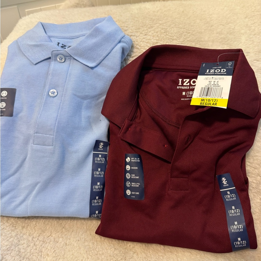 Izod Polo Shirts - Light Blue & Burgundy Set